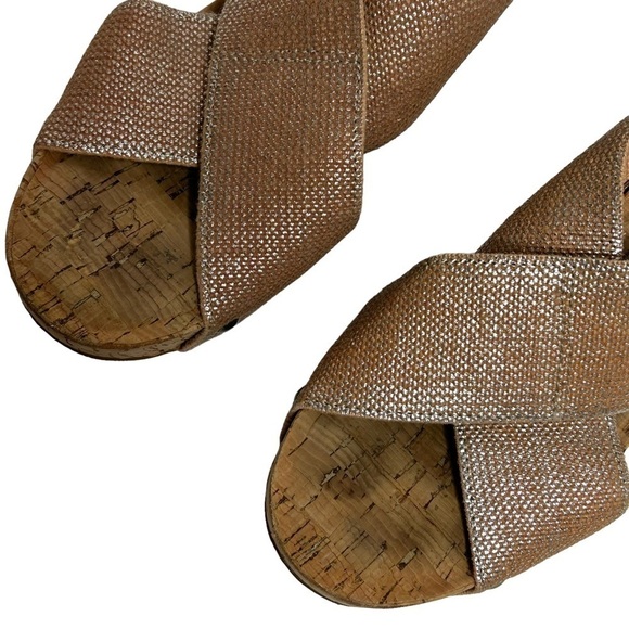 Lucky Brand Miller 2 Cork Wedge Sandals Women’s Canvas Straps in Rose Gold - Picture 6 of 16